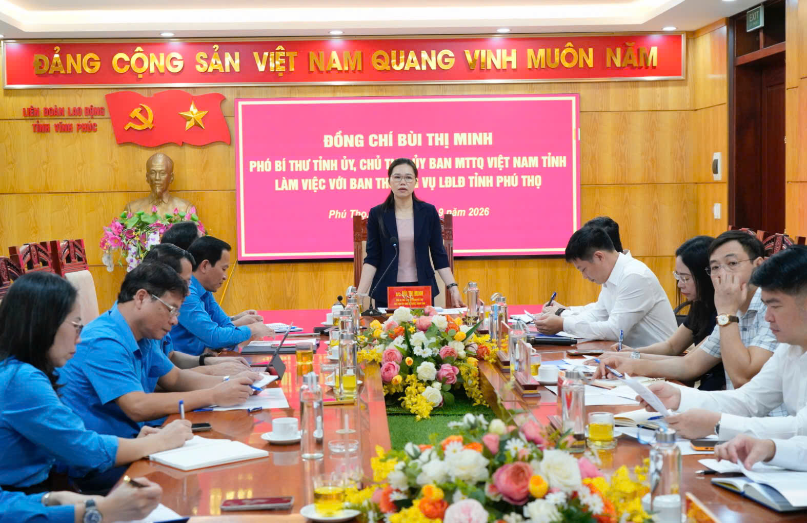 Phó Bí thư Tỉnh ủy, Chủ tịch Ủy ban MTTQ tỉnh Bùi Thị Minh: Công đoàn tập trung chăm lo, bảo vệ quyền lợi người lao động