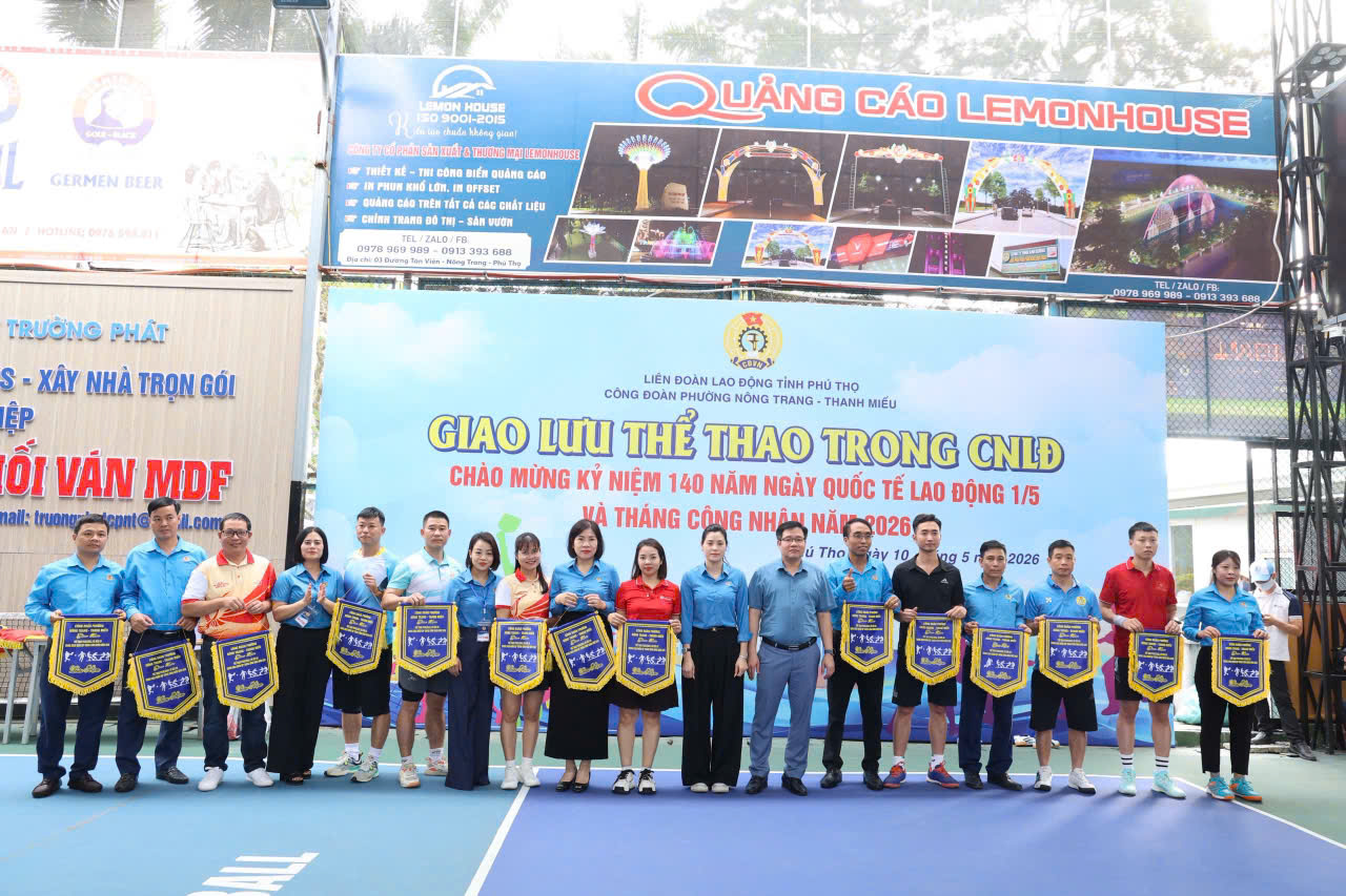 CĐ phường Nông Trang: GIAO LƯU THỂ THAO PICKLEBALL VÀ KÉO CO CHÀO MỪNG KỶ NIỆM 140 NĂM NGÀY QUỐC TẾ LAO ĐỘNG 1/5 VÀ THÁNG CÔNG NHÂN NĂM 2026
