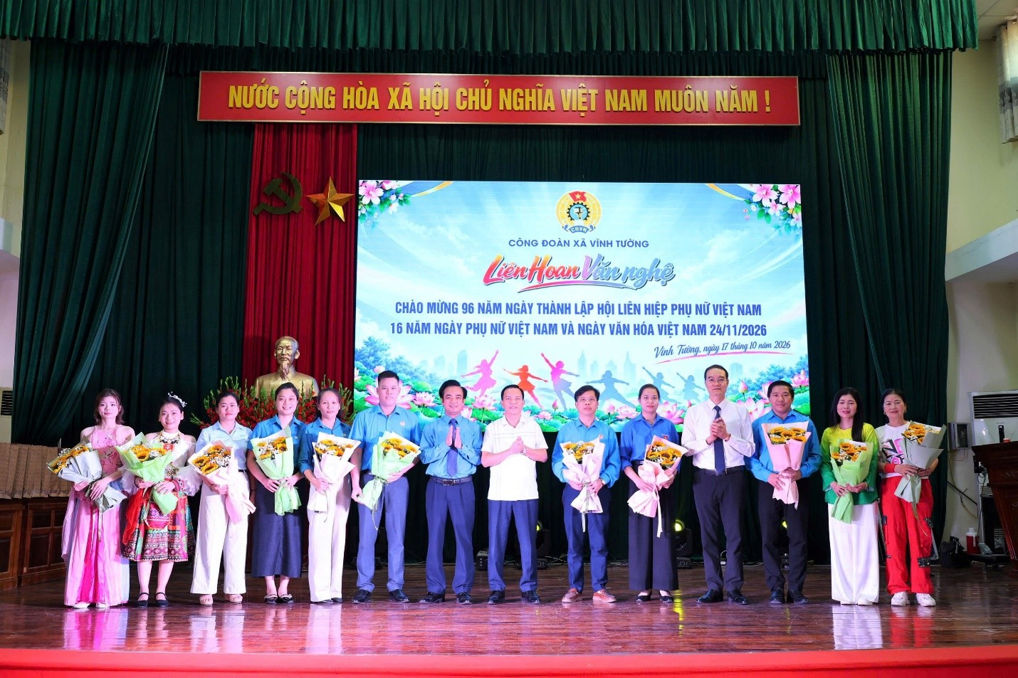Công đoàn xã Vĩnh Tường tổ chức Liên hoan văn nghệ chào mừng 96 năm ngày thành lập Hội LHPN Việt Nam, 16 năm ngày Phụ nữ Việt Nam và ngày Văn hóa Việt Nam 24/11/2026